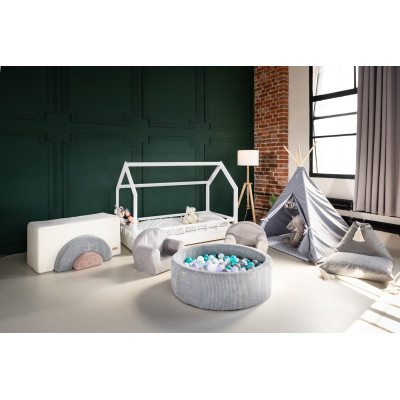 Piscine à balles ronde en velours côtelé avec 200 balles  ⌀90 cm